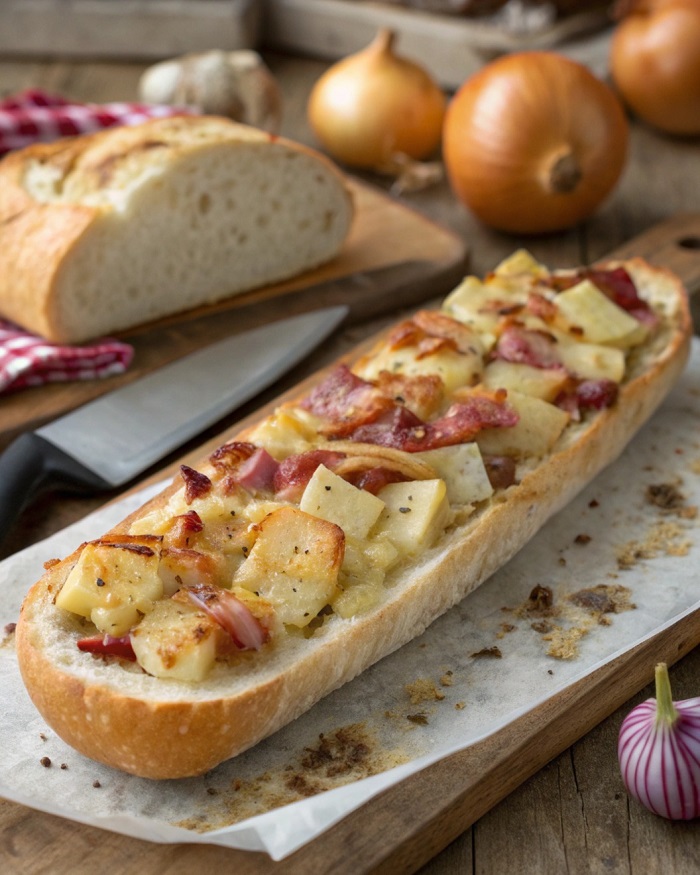 Baguette gratinée façon Tartiflette