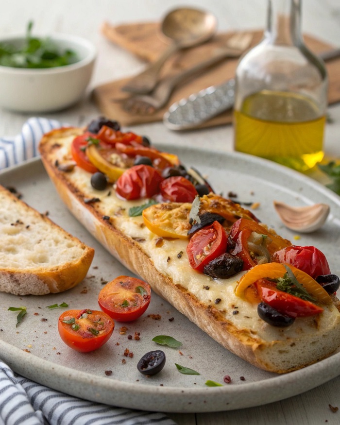 Baguette gratinée à la Méditerranéenne