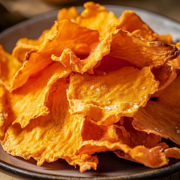 Chips croustillantes de patate douce au four