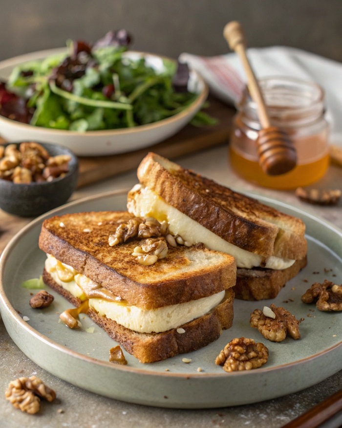 Croque-Monsieur Chèvre, Miel & Noix