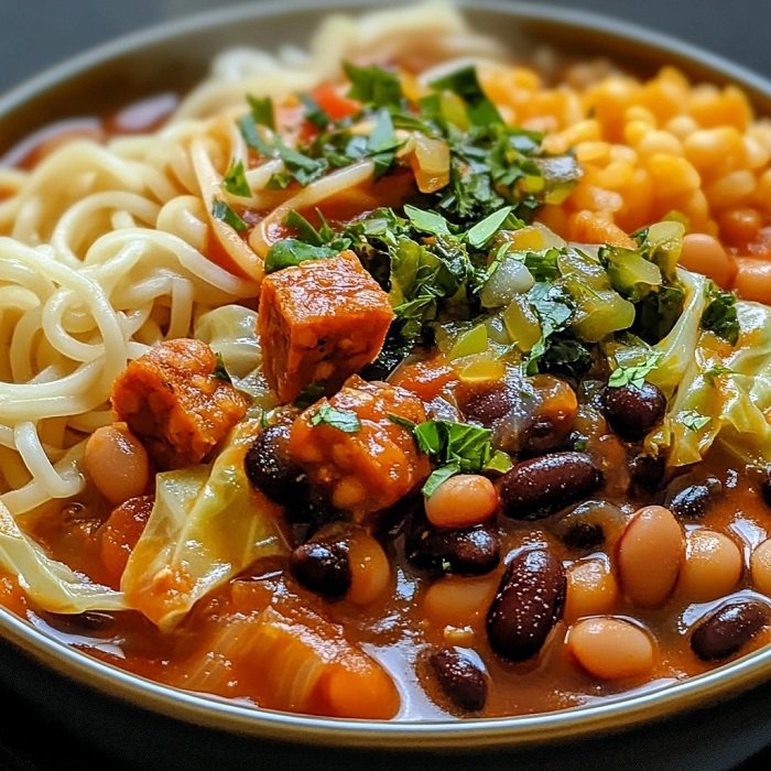 Ragoût sudiste aux haricots, chou et tempeh