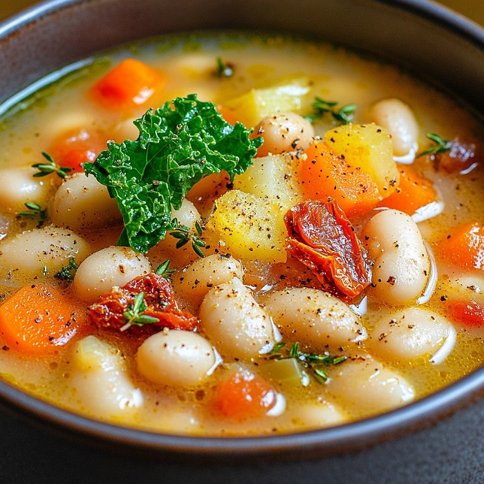 Soupe toscane rustique aux haricots blancs et légumes