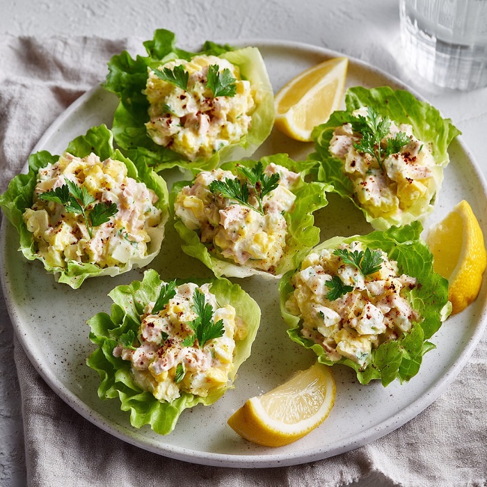 Coupelles de Salade au Jambon et Œuf