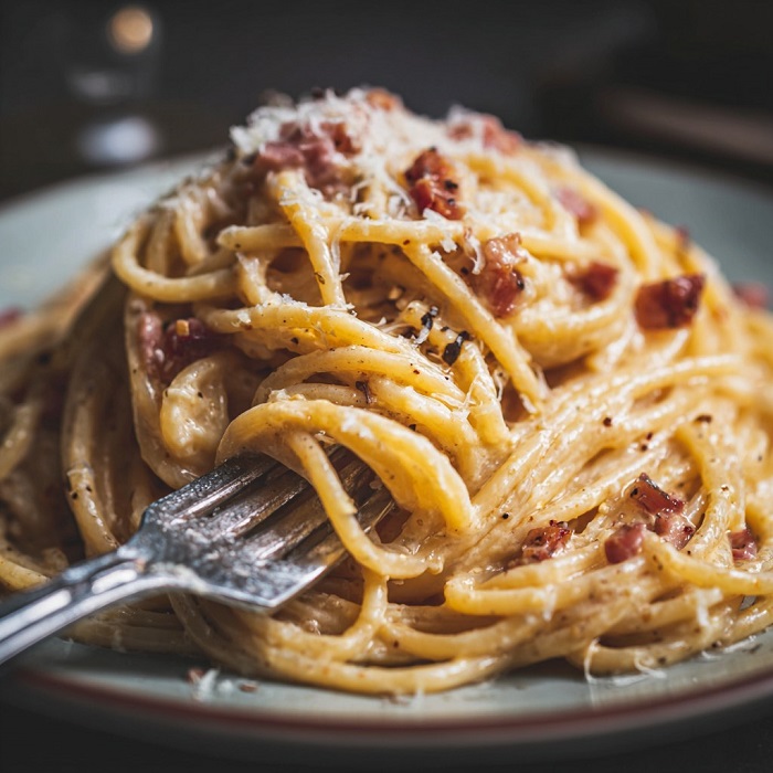 Pâtes Crémées au Jambon et Œuf (Style Carbonara)
