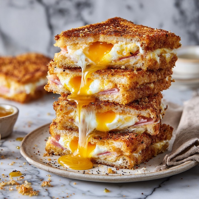 Pochettes Toast au Fromage, Jambon et Œuf