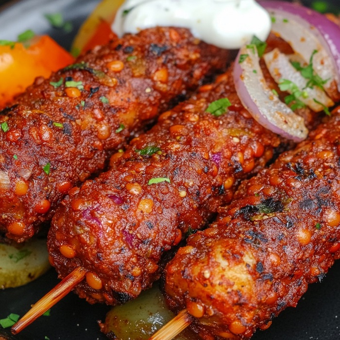 Kebab végétarien aux lentilles rouges et pois chiches