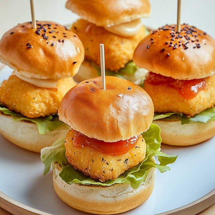 Mini Burgers au Kiri et Poulet Croustillant