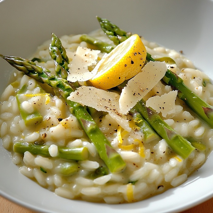 Risotto crémeux aux asperges vertes et citron