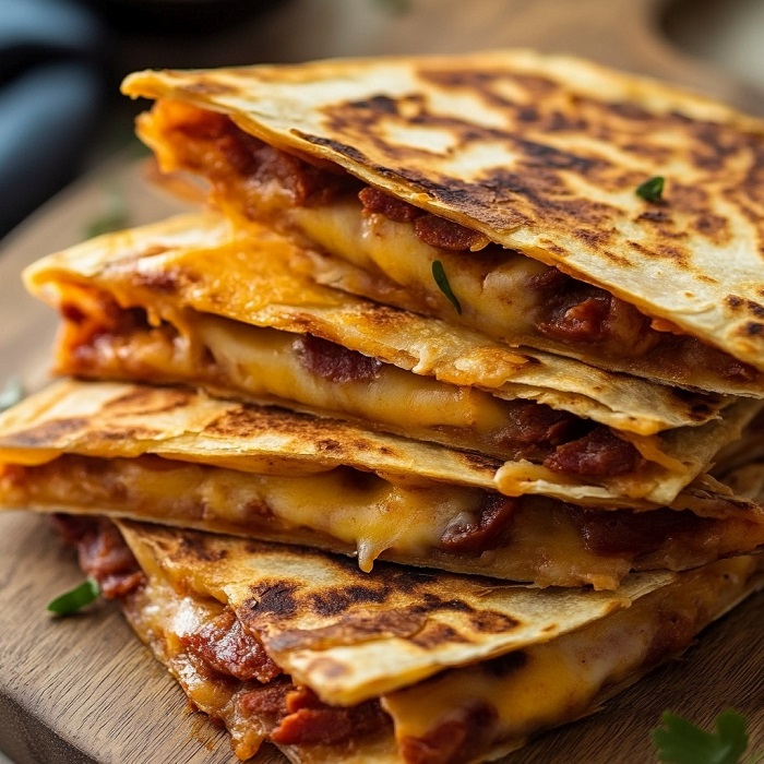 Quesadillas au fromage fondant et chorizo grillé