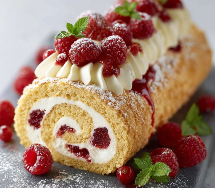 Bûche au Mascarpone et Framboises