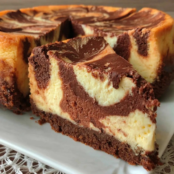 Cheesecake marbré chocolat et vanille