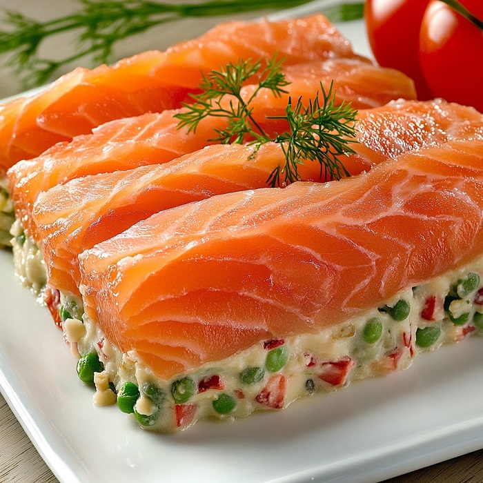 Terrine de Saumon Fumé Côte Ouest & Légumes Croquants