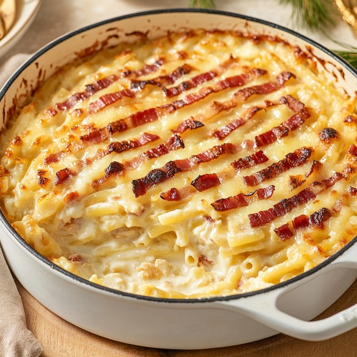 Cassolette de crozets savoyards au bacon et reblochon