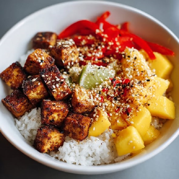 Bol de Riz au Colombo, Tofu et Mangue