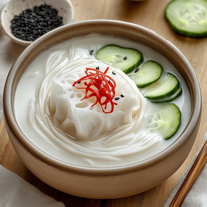 Nouilles froides au lait de soja & légumes croquants