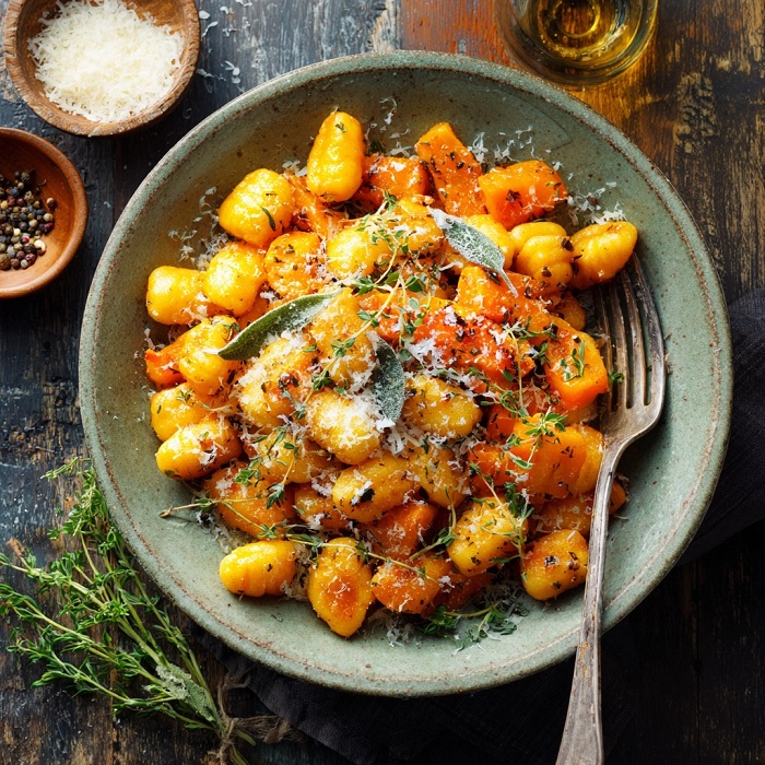 Gnocchis au potiron rôti et beurre noisette