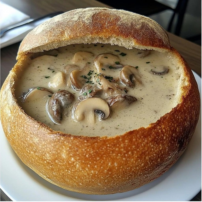 Champignons en pain rustique croustillant