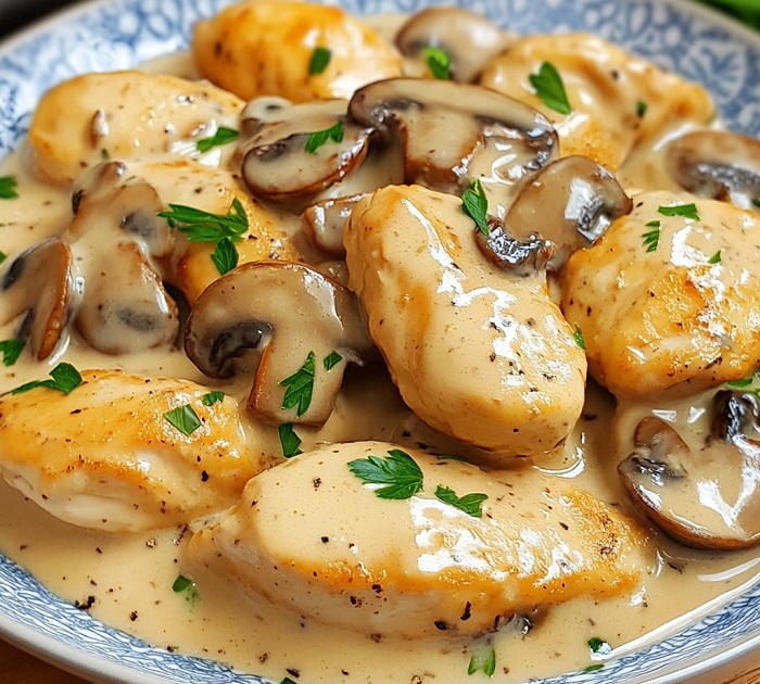 Émincé de Poulet Crème & Champignons