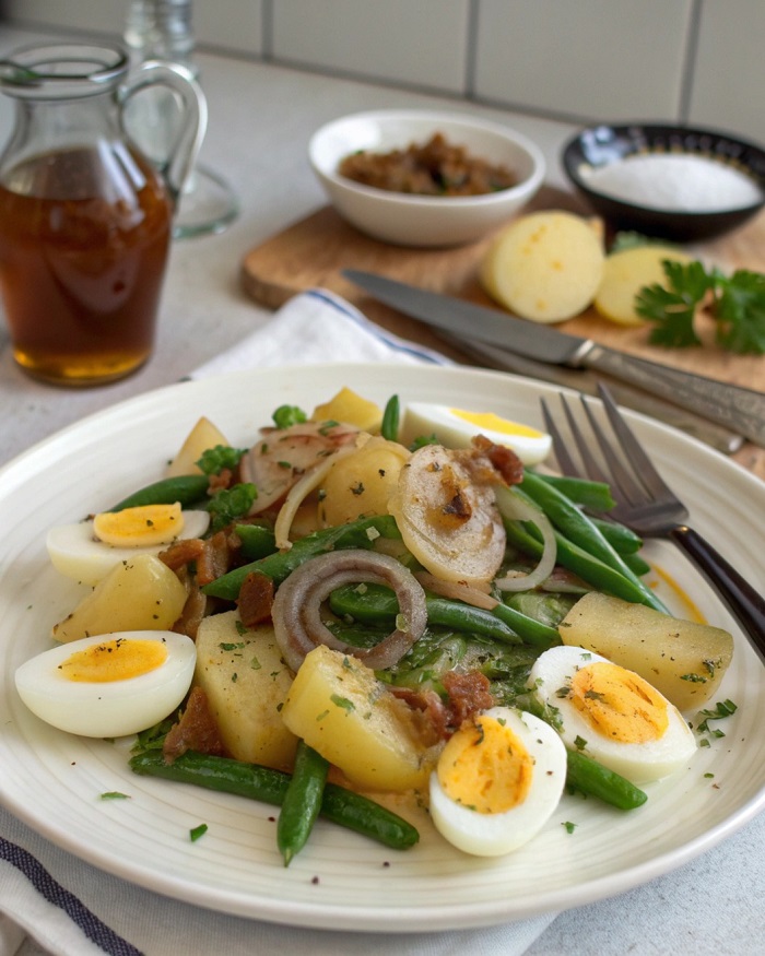 Salade liégeoise revisitée (sans lard)