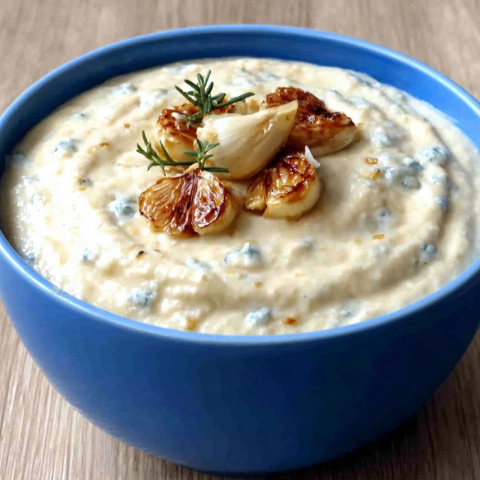 Sauce crémeuse au roquefort et à l’ail rôti