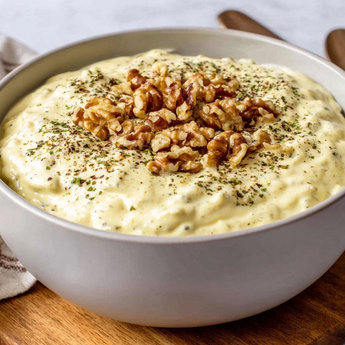 Sauce crémeuse au gorgonzola et aux noix croquantes