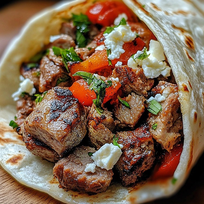 Shawarma d’agneau mariné au cumin et oignons