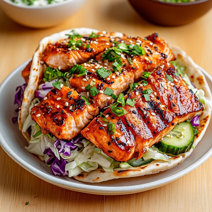 Shawarma de saumon grillé à la sauce citronnée