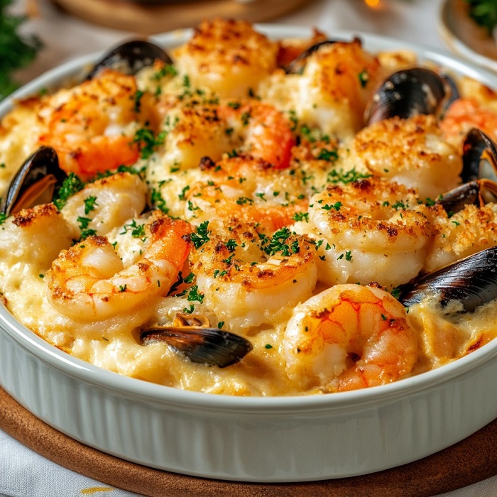 Cassolettes de fruits de mer gratinées