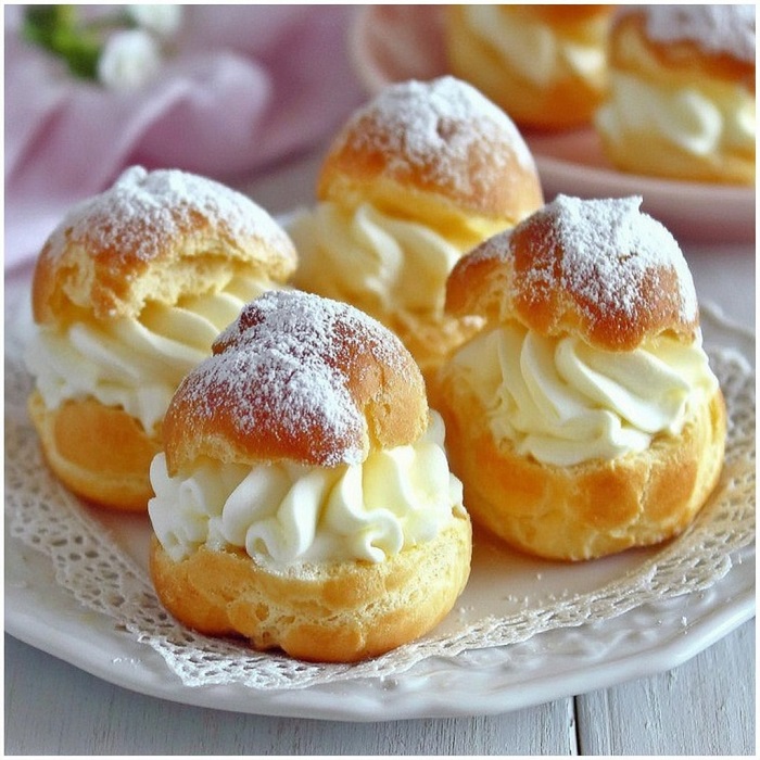 Nuages de choux à la crème vanillée