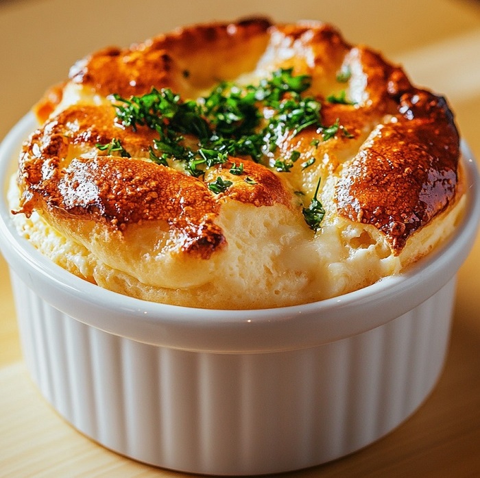 Soufflé salé au fromage et persil frais