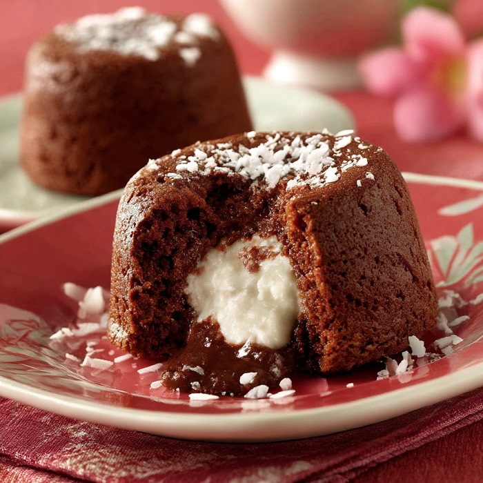 Fondant au chocolat noir – cœur coulant coco