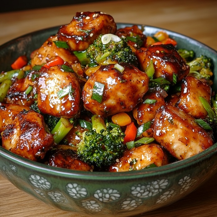 Poulet caramélisé au brocoli façon wok