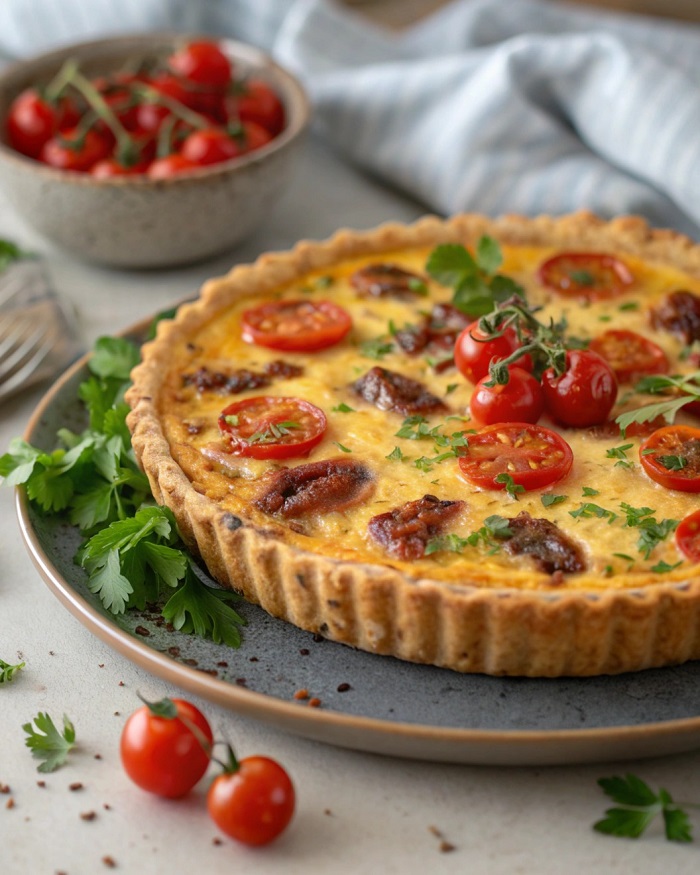Quiche aux Lardons de Bœuf & Tomates Cerises