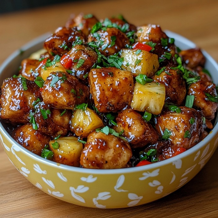 Wok de poulet à l’ananas (sauce caramélisée)