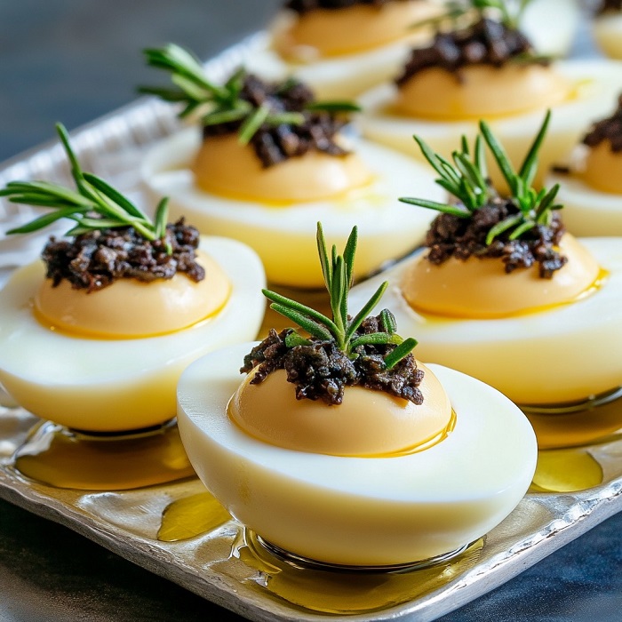 Œufs Mimosa à la Tapenade Noire et Romarin